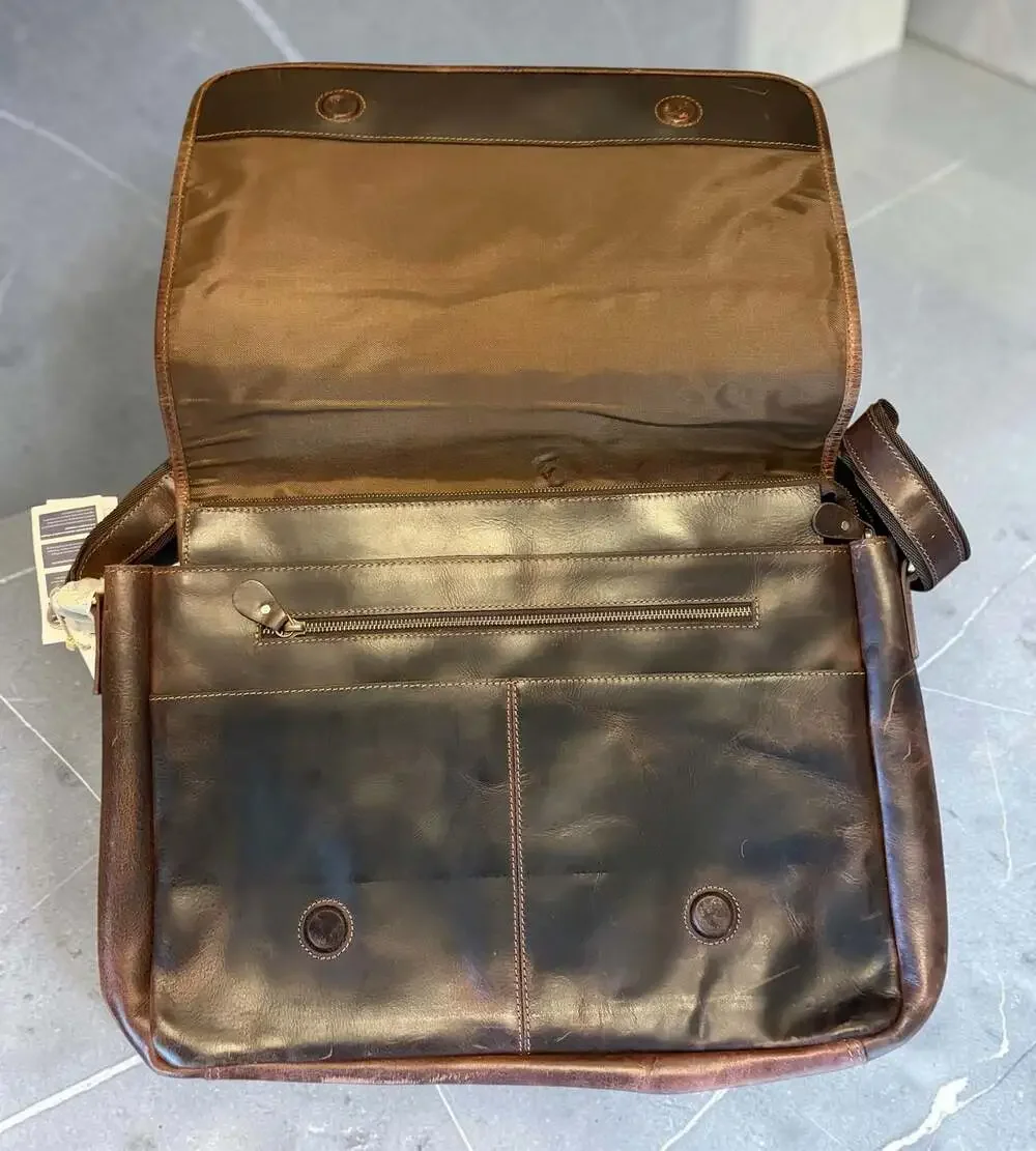 Rustic Town Genuine Leather Laptop Messenger Bag 16” x 13” briefcase
